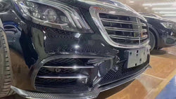Carbon Fiber Front Bumper Lip Spoiler W/ Splitters - Mercedes Benz S Class W222