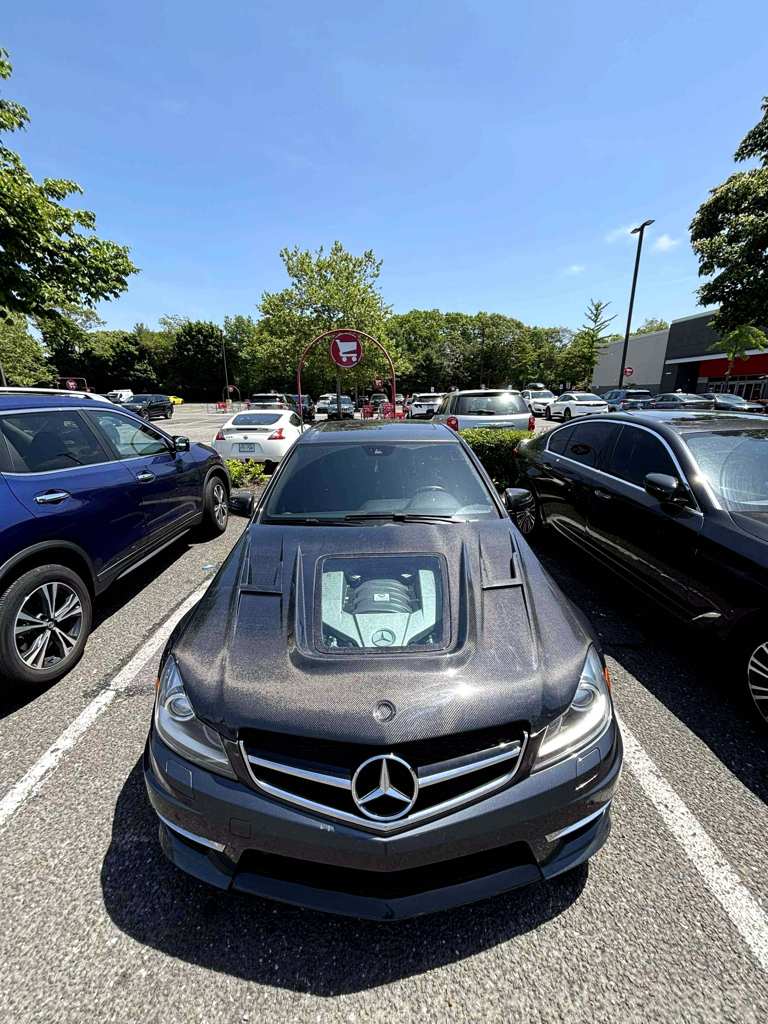 Carbon Fiber Hood w/ Transparent window - Mercedes Benz W204 C63 AMG