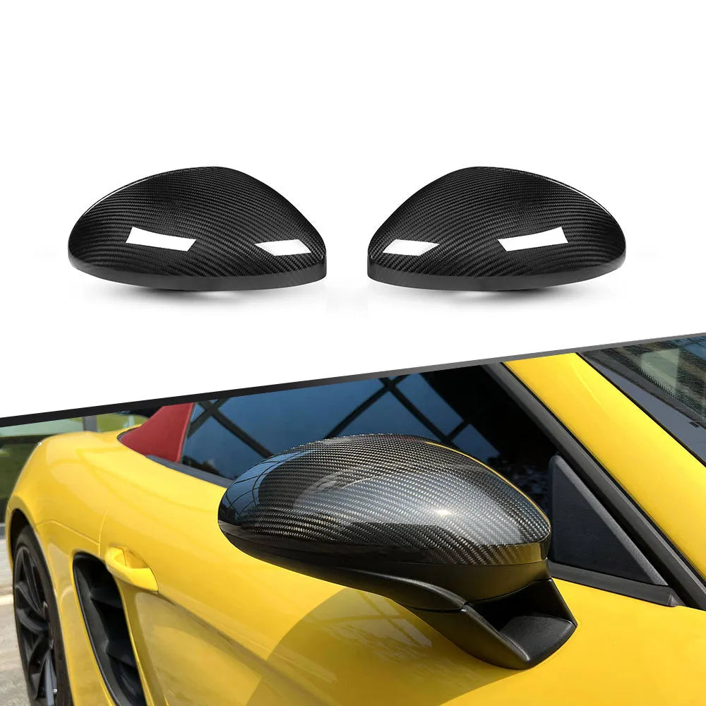 Dry Carbon Fiber Mirror Caps For Porsche 718 Cayman Boxster 2016-2021