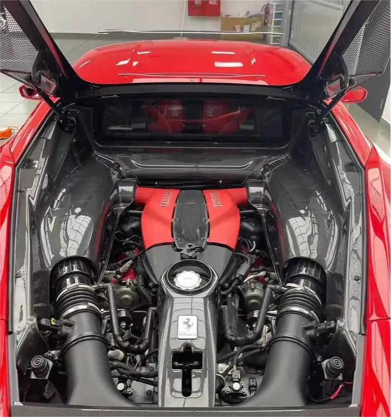 Dry Carbon Fiber Engine Bay Compartment - Ferrari F8