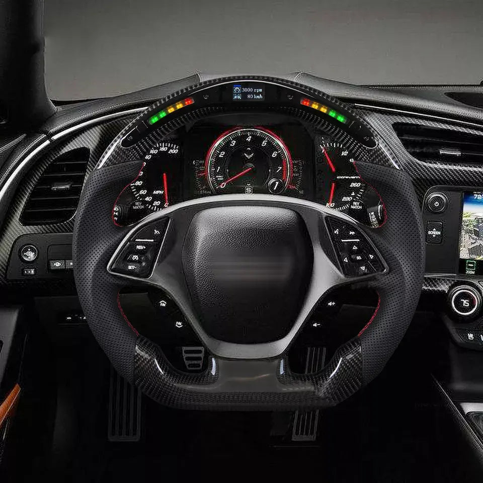 LED Half Carbon Fiber Steering Wheel for Chevrolet Corvette C7