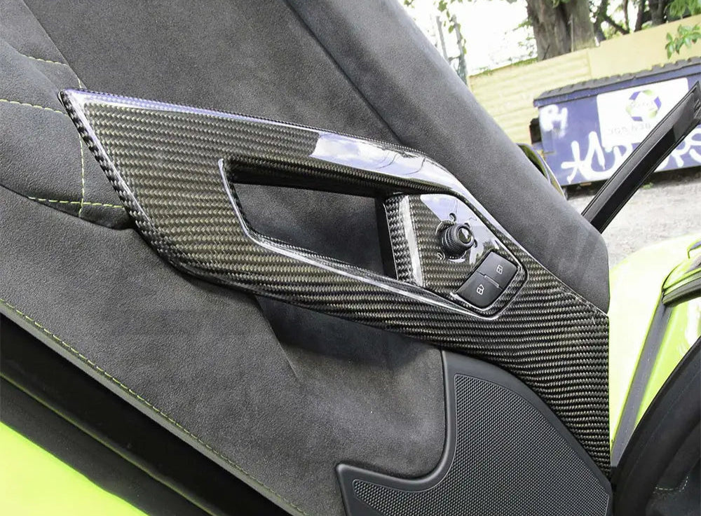 Carbon Fiber Interior Pull Car Door Handle Cover Trim - Lamborghini Aventador Lp700