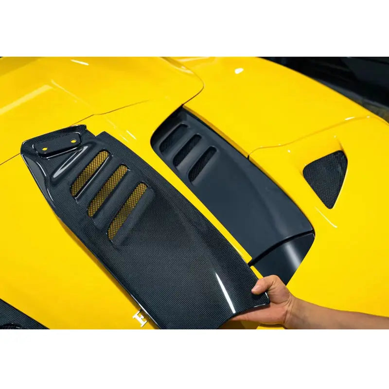 Dry Carbon Fiber Engine Cover Vents Rear Hood Bonnet Air Intake Vent  - Ferrari F8 Spider