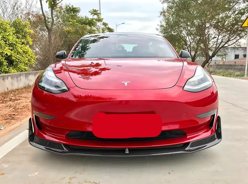 V Style Carbon Fiber Front Lip - Tesla Model 3