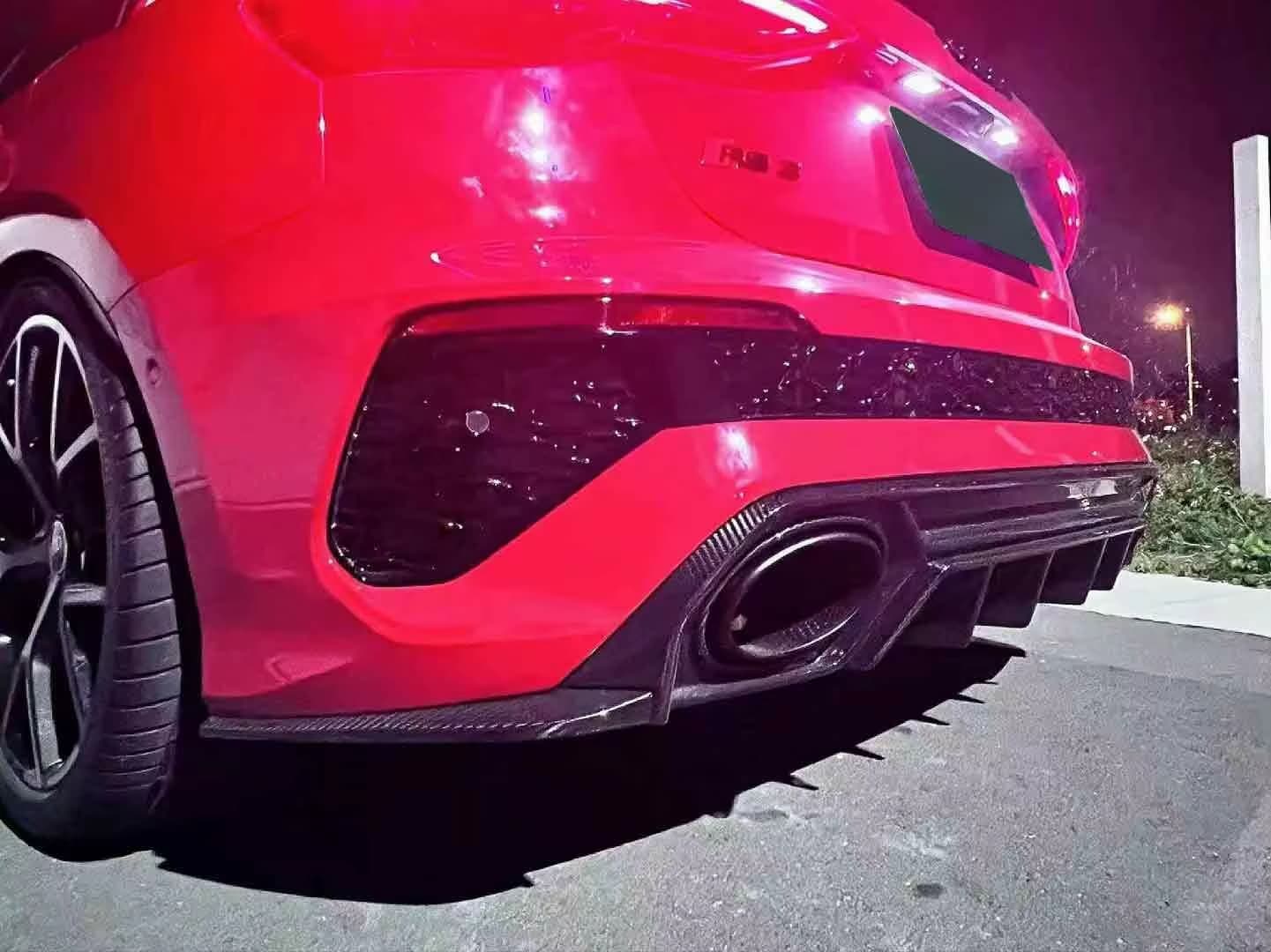 Dry Carbon Fiber Rear Finned Diffuser w/ Side Canard - Audi RS3 8Y