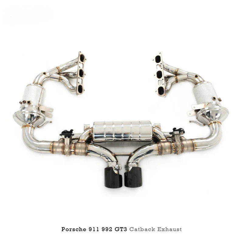 Stainless Steel Full Catback Exhaust w/ Valved Muffler and Headers - Porsche 911 992 GT3