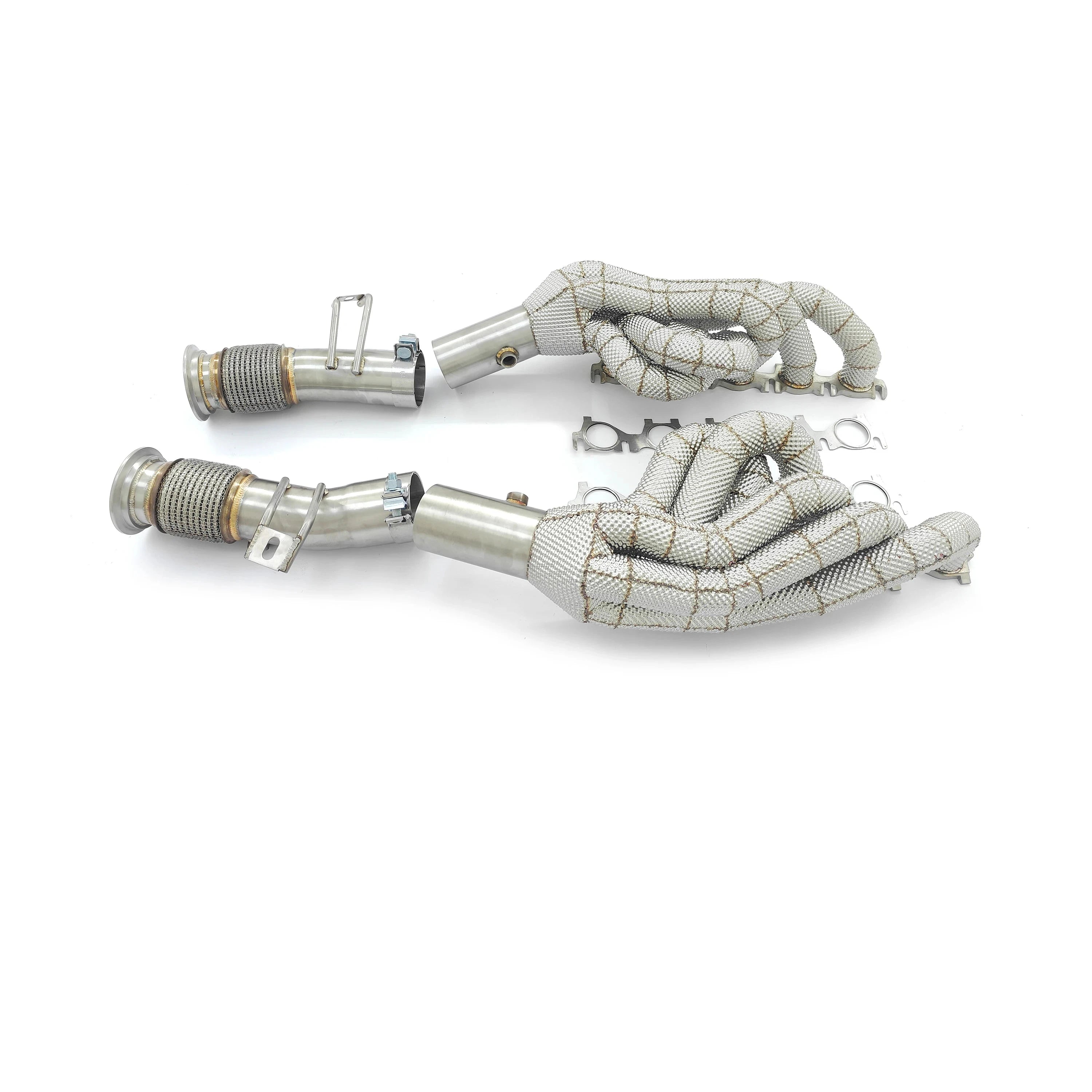 High Performance Manifold Header & Secondary Cat less Pipes w/ Heat Shield - Audi R8 V10 5.2L