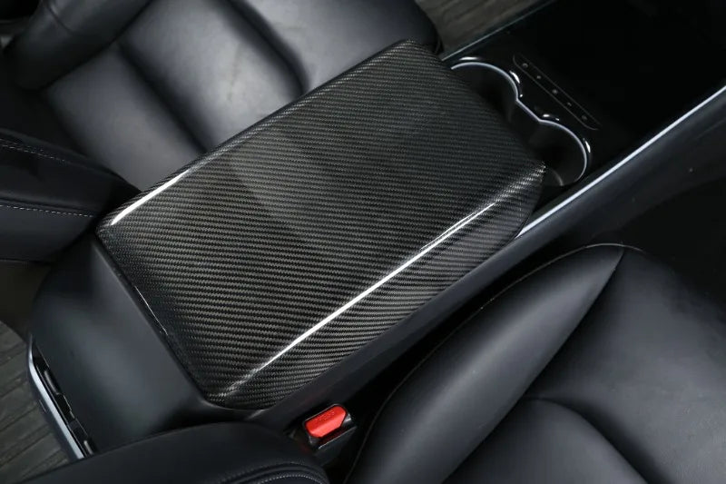 Carbon Fiber Arm Rest Carbon Fiber Cover - 2024 Tesla Model 3 / Y HighLand