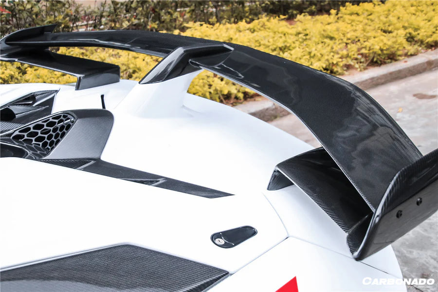 SVJ Style Carbon Fiber Wing And Rear Engine Lid - Lamborghini Aventador LP700 LP720 LP740 LP750 Coupe