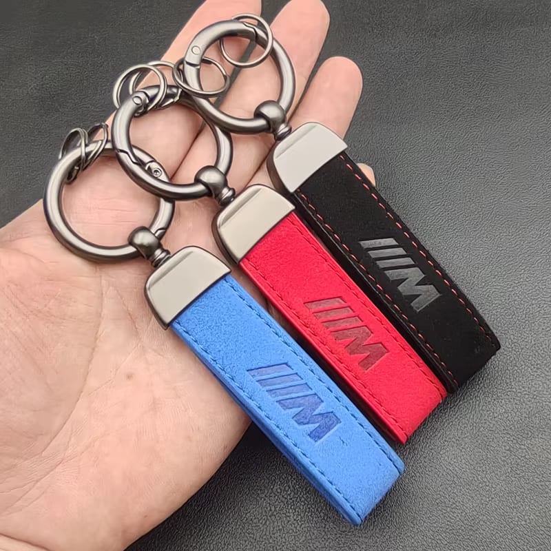 BMW M Logo Leather Keychain Ring