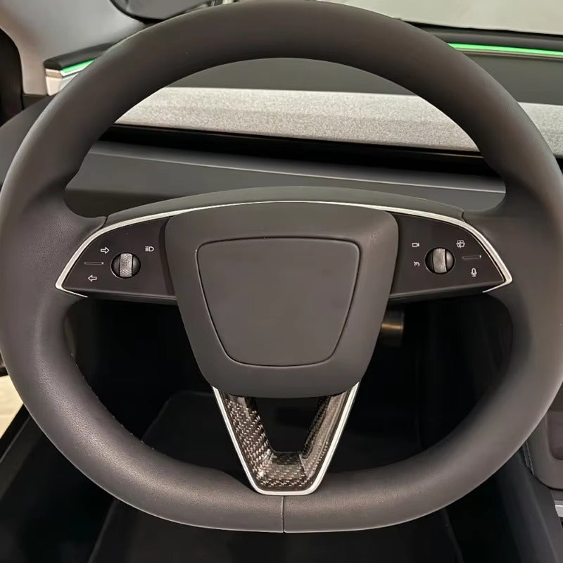 Carbon Fiber Steering Wheel Trim - 2024 Tesla model 3 High Land