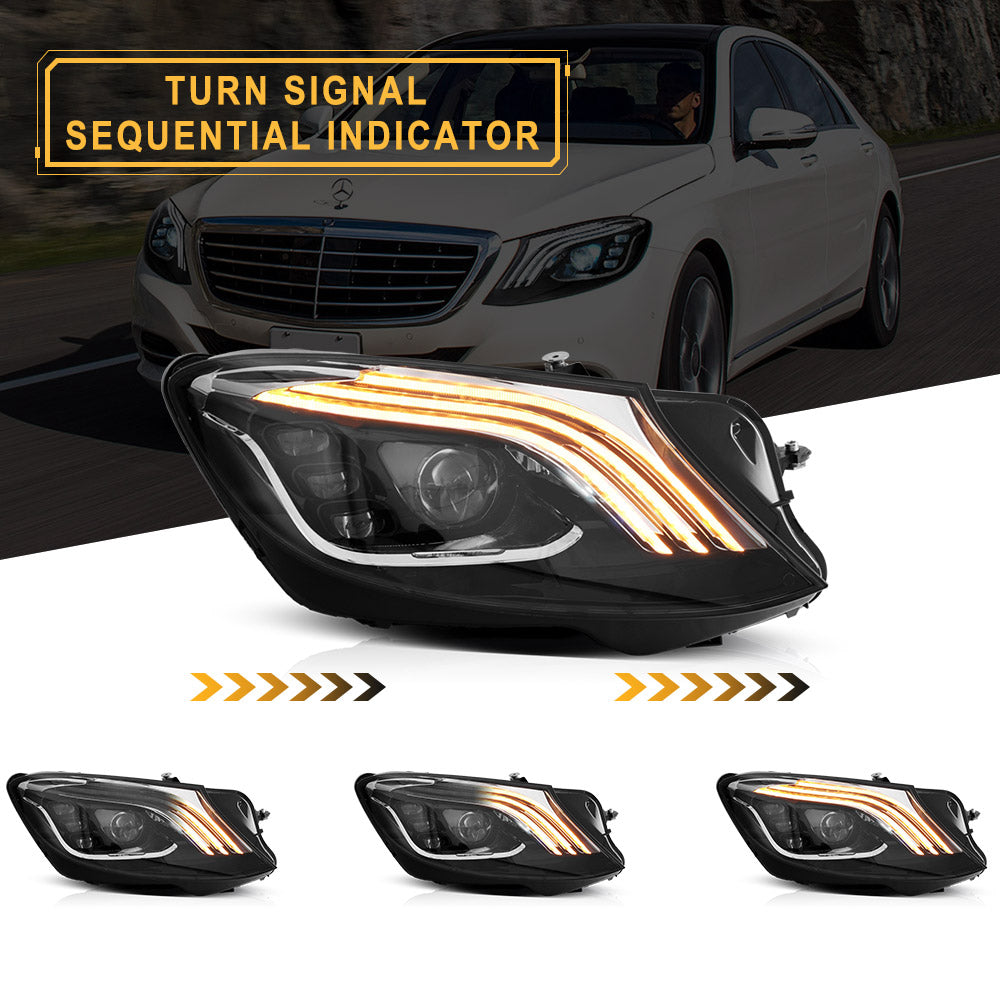 2018+ OEM Style Full LED Head Lights -  2014-17 Mercedes Benz S Class