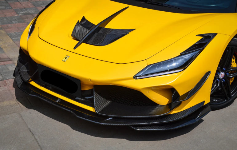 Paktechz Dry Carbon Fiber Front Corner Splitter -  Ferrari F8 Tributo