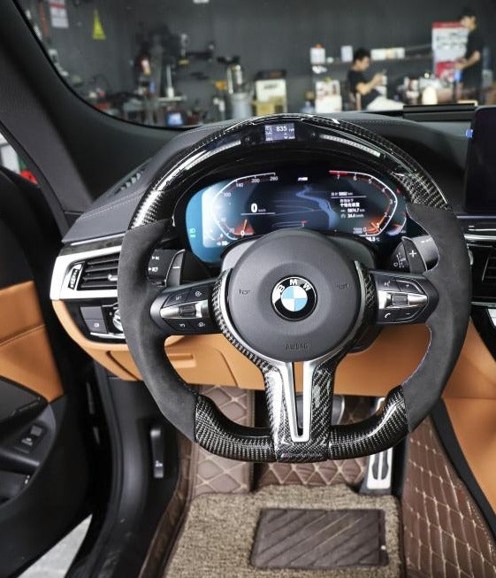 M Performance Carbon Fiber Half Alcantara Steering Wheel w/ LED- BMW F Chassis