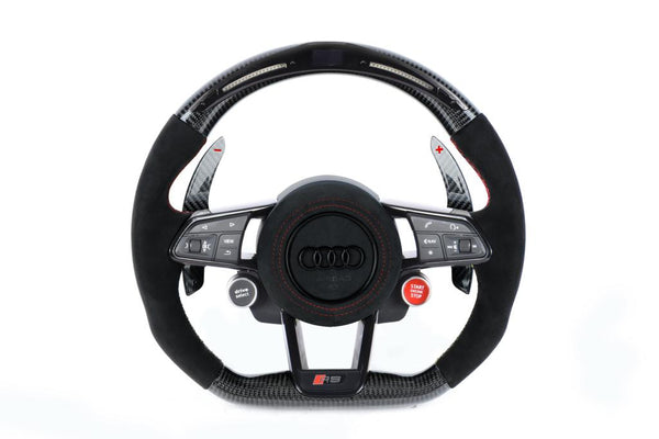 Alcantara Carbon Fiber Steering Wheel w/ Red Ascents - Audi R8