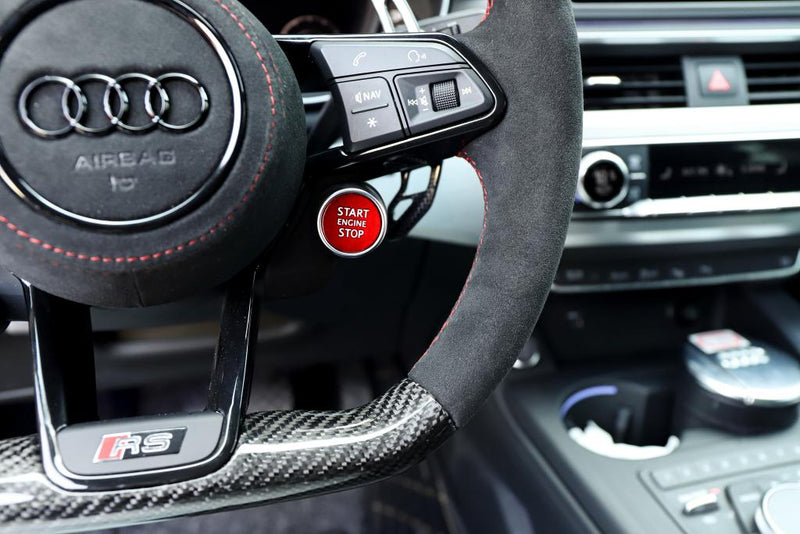 Alcantara Carbon Fiber Steering Wheel w/ Red Ascents - Audi R8