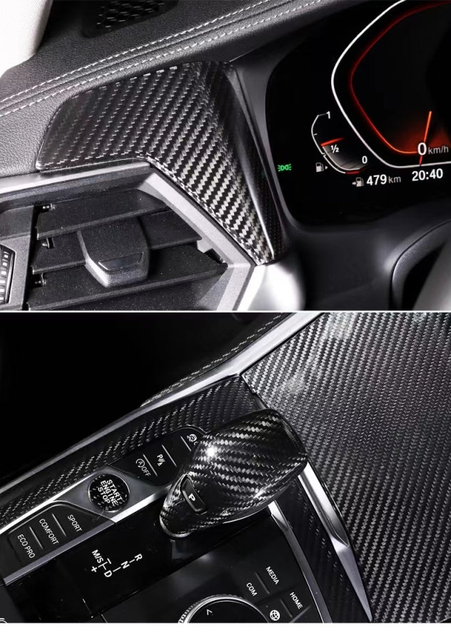 Dry Carbon Fiber Interior Trim Panels w/ Push Start Button For BMW G20 3 Series