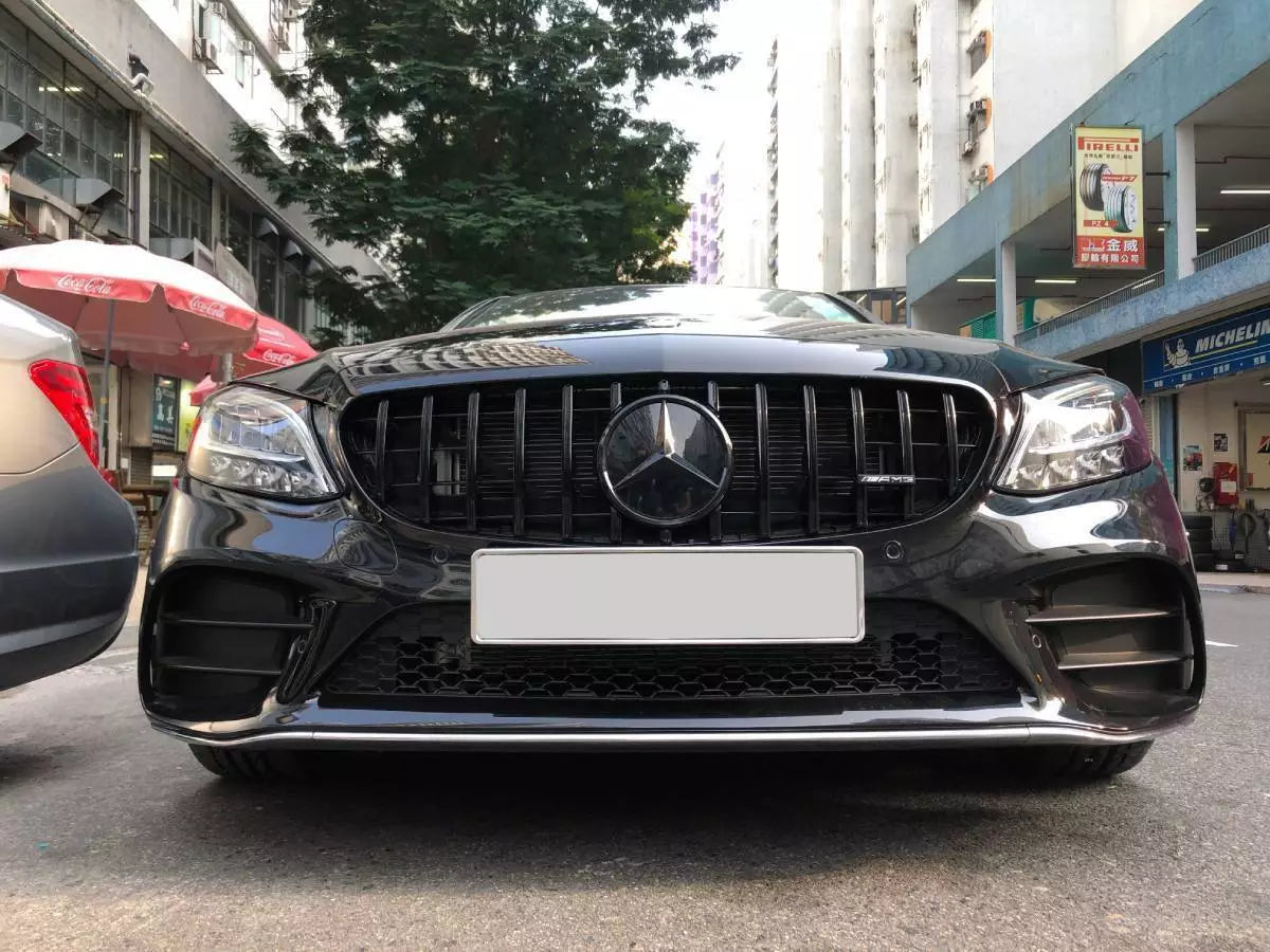 Gloss Black C63 AMG Style Front Grille - 2019-2021 Mercedes Benz C-Class W205