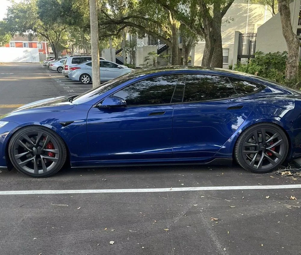 Carbon Fiber Side Skirt Extension Lip V1 - Tesla Model S Sedan 2021+