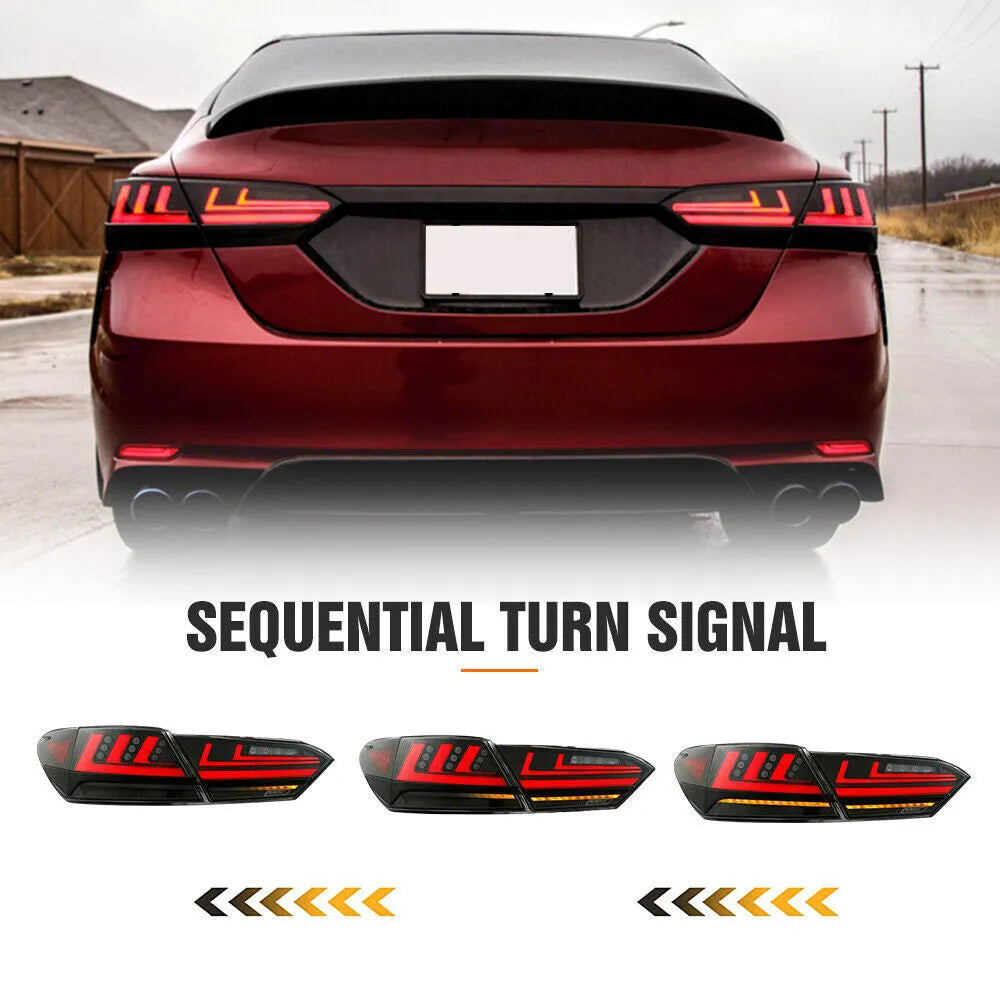 Full Smoked LED Tail Lights - 2018-2024 Toyota Camry Tail Light Kit