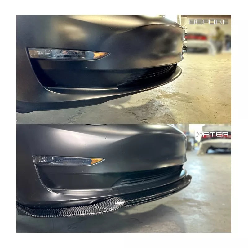 Carbon Fiber R Style Front Lip - Tesla model 3