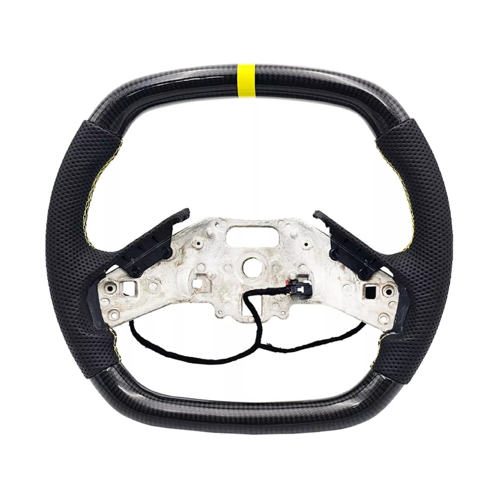 Carbon Fiber Steering Wheel w/ Yellow Stripe - Corvette C8