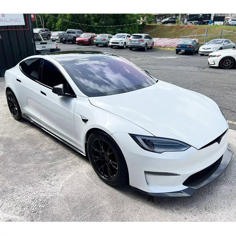 Carbon Fiber Side Skirt Extension Lip V1 - Tesla Model S Sedan 2021+