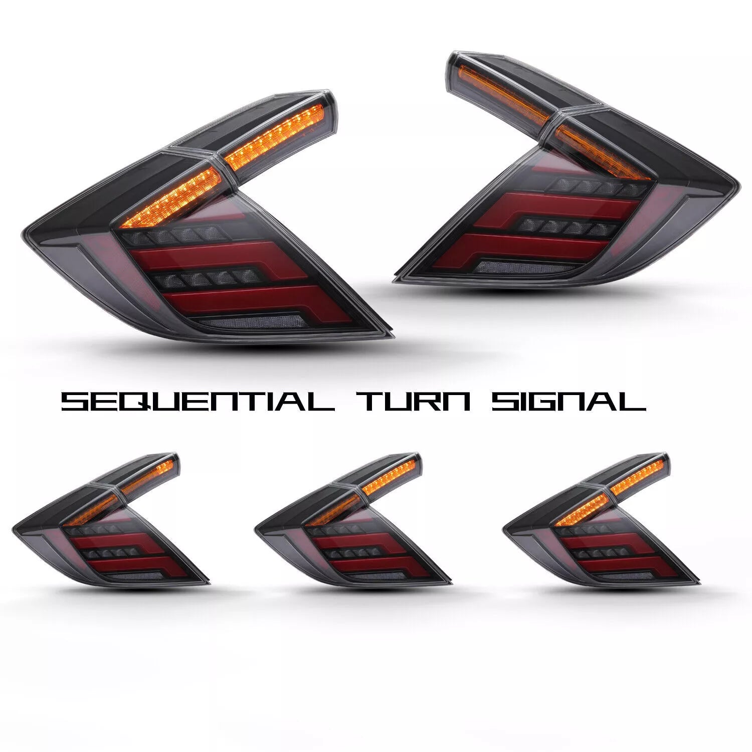 V2 Smoked Taillights LED Sequential TailLight Set - Honda Civic 2016-2021 Hatchback Type R