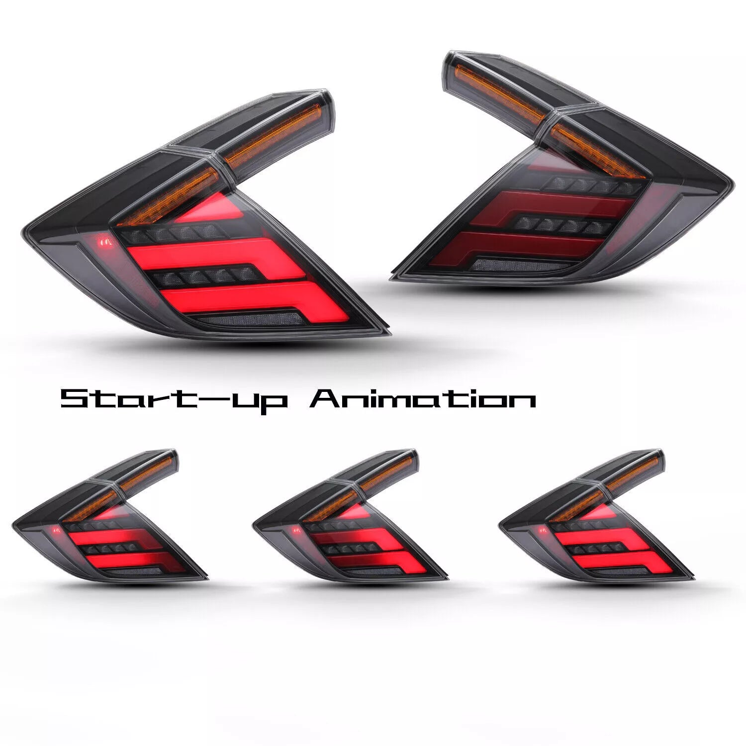 V2 Smoked Taillights LED Sequential TailLight Set - Honda Civic 2016-2021 Hatchback Type R