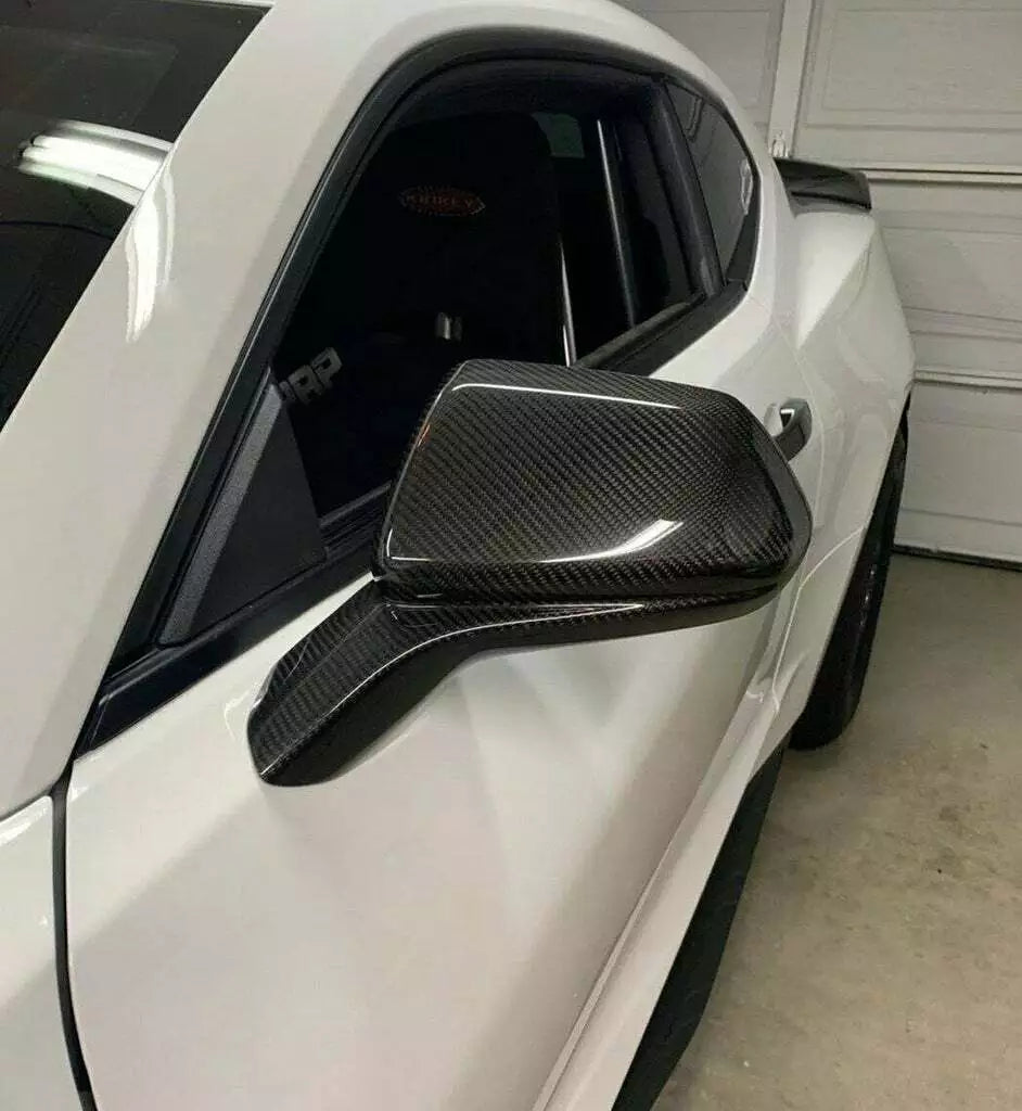 Carbon Fiber Mirror Cover Caps Overlay - 2016-2022 Chevy Camaro SS RS ZL1