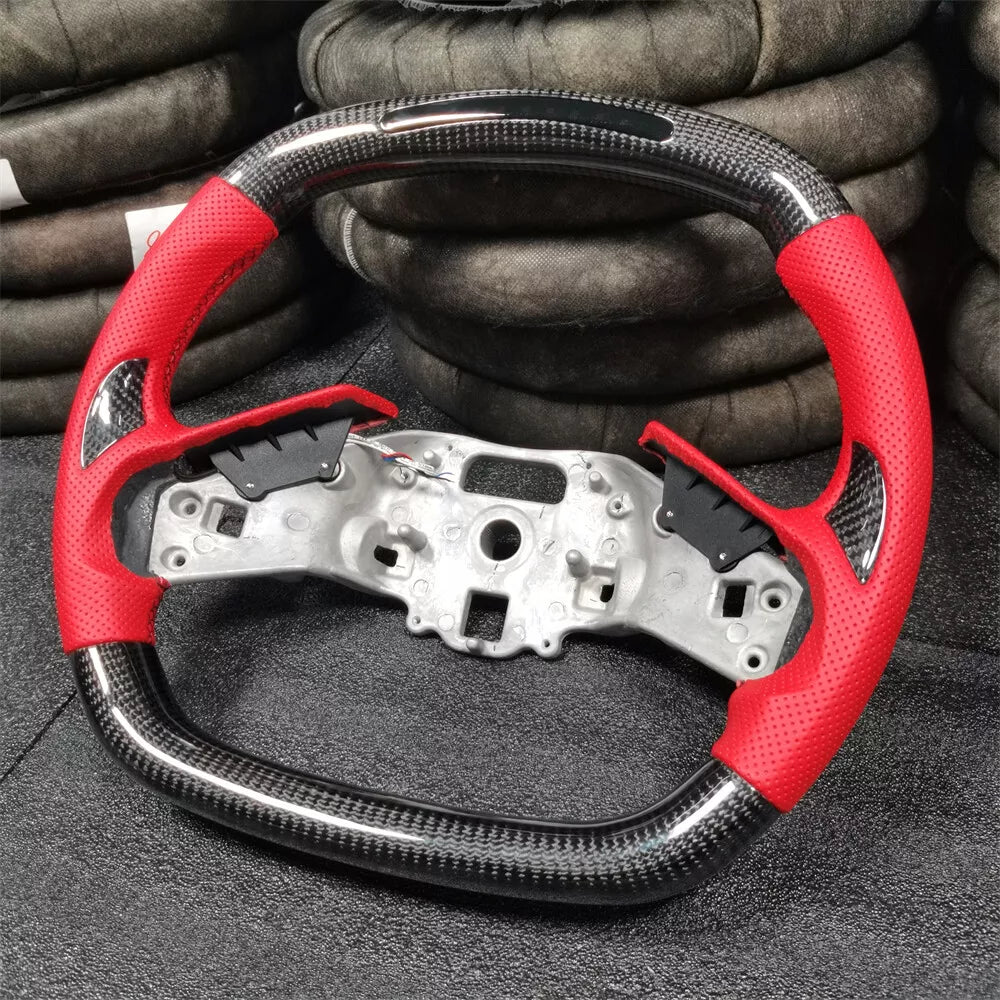 Carbon Fiber LED Steering Wheel w/ Red Leather - Corvette C8 Z51