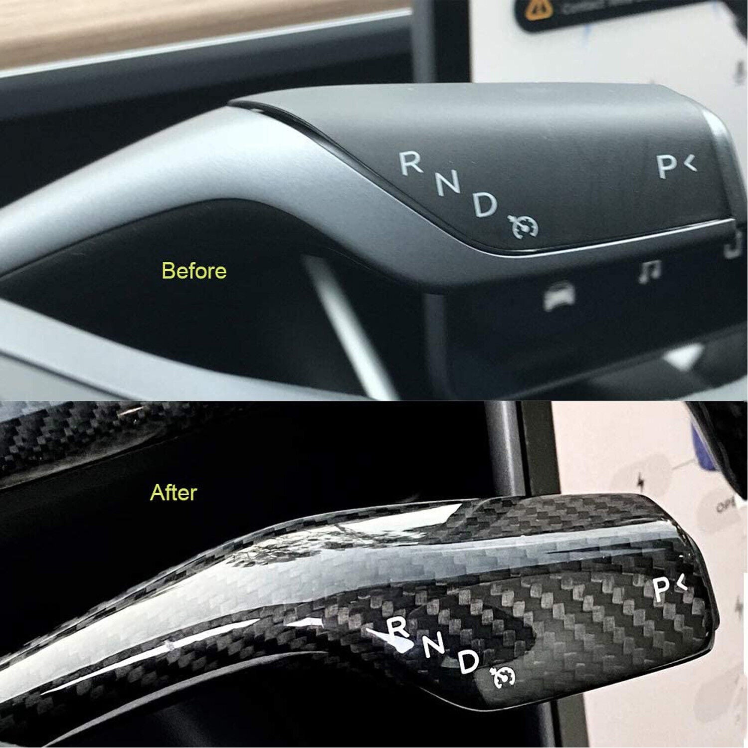 Carbon Fiber Shift Stalk Covers - Tesla Model 3 & Y