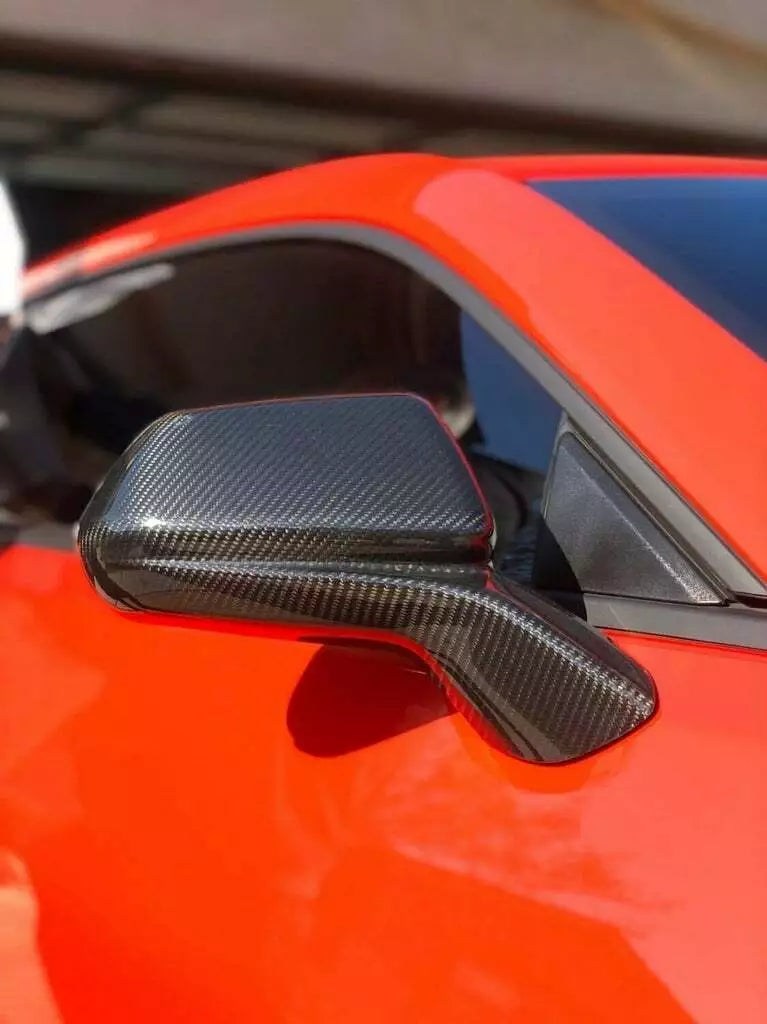 Carbon Fiber Mirror Cover Caps Overlay - 2016-2022 Chevy Camaro SS RS ZL1