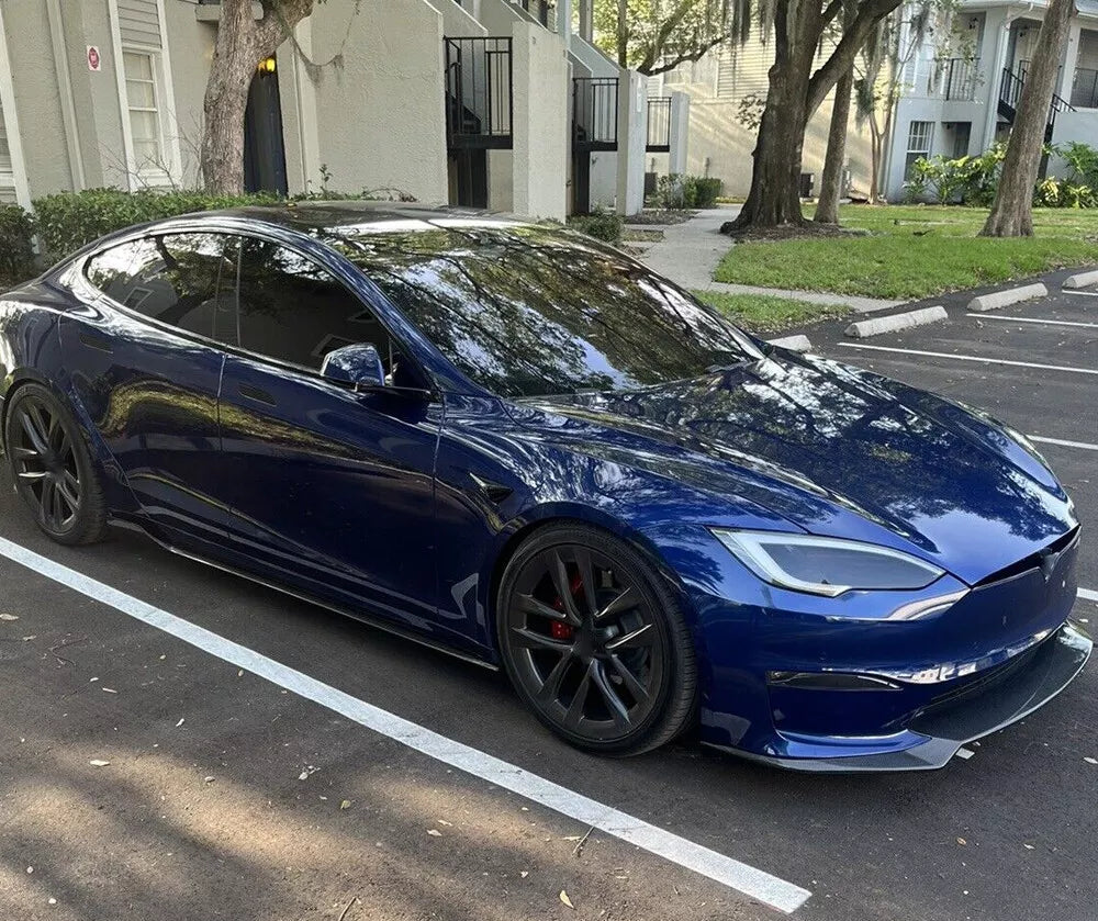 Carbon Fiber Side Skirt Extension Lip V1 - Tesla Model S Sedan 2021+