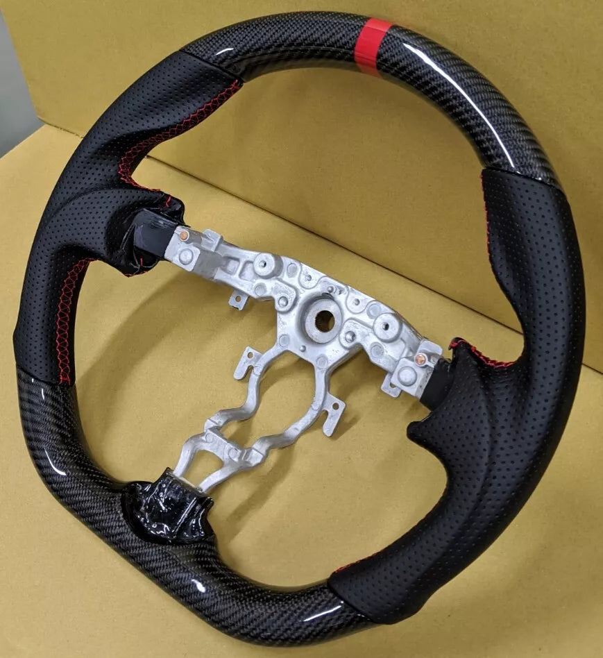 Carbon Fiber Steering Wheel w/ Red Stripe - Nissan 370z Z34