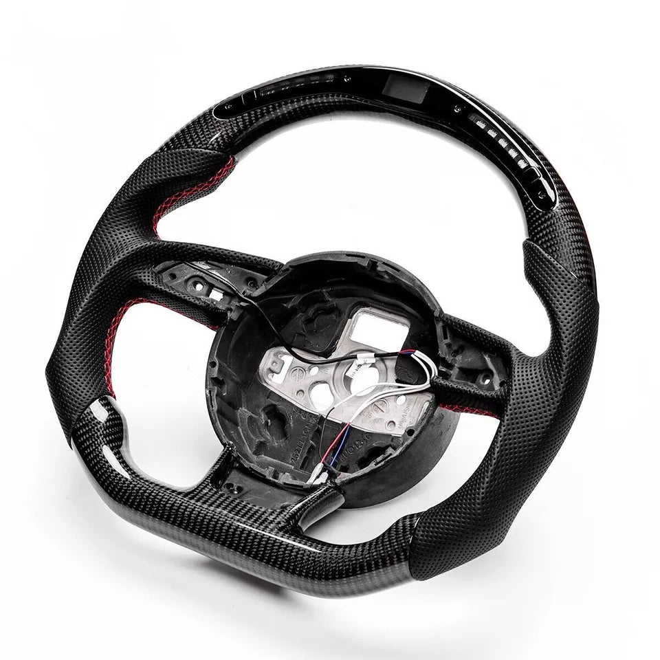 Carbon Fiber Steering Wheel w/ LED & Flat Bottom - Audi 2012-2016