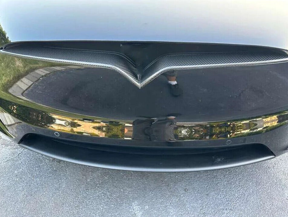 Carbon Fiber Front Center Grille Cover Trim - Tesla Model X