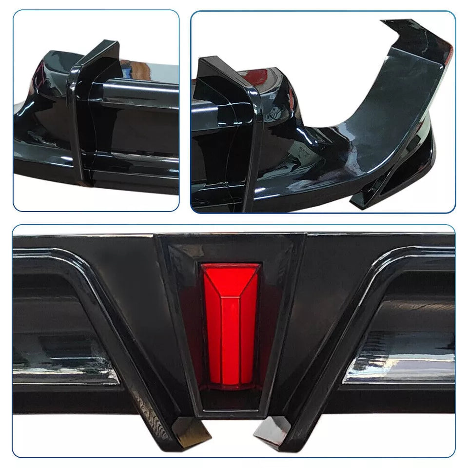 Gloss Black Rear Bumper GR Style Diffuser W/ Led Light - Toyota Camry SE/XSE