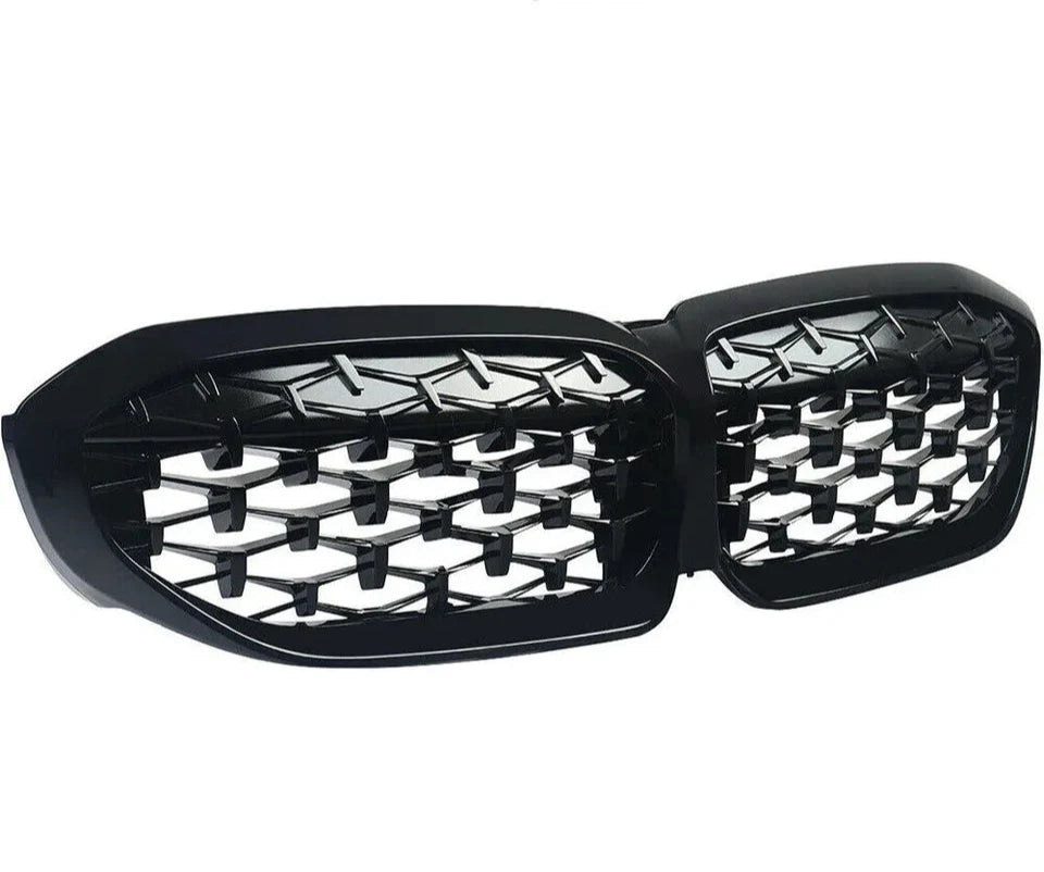 Gloss Black Diamond style Front Grilles - BMW G20 / G28 3 Series 2019-2022