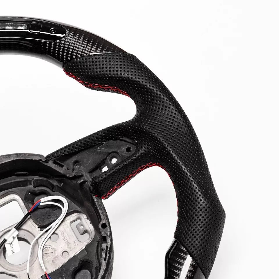 Carbon Fiber Steering Wheel w/ LED & Flat Bottom - Audi 2012-2016