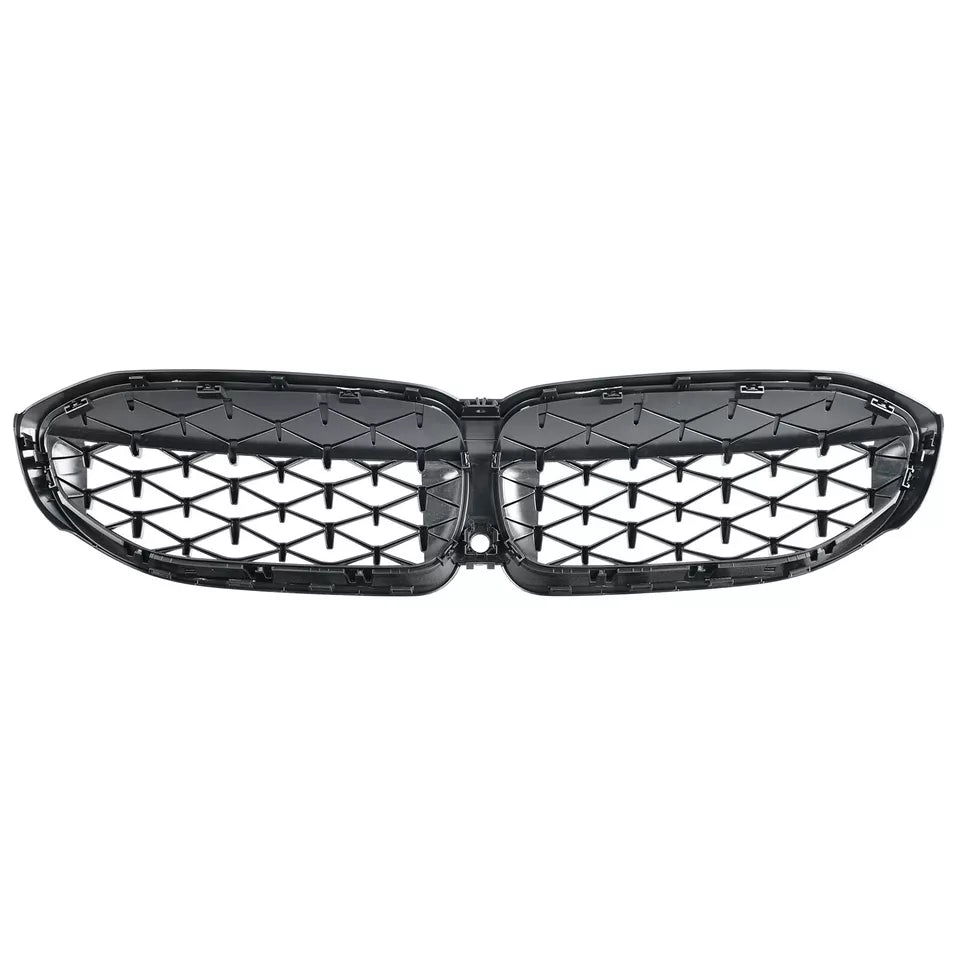 Gloss Black Diamond style Front Grilles - BMW G20 / G28 3 Series 2019-2022