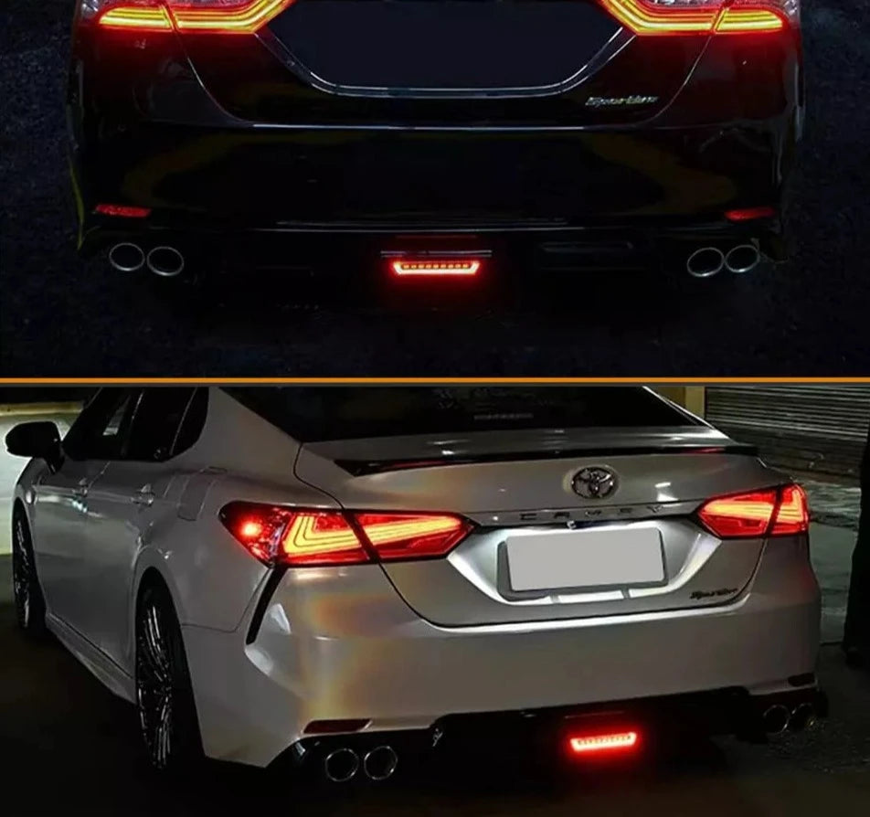 Gloss Black Rear Bumper Diffuser W/ Led Light - Toyota Camry SE/XSE