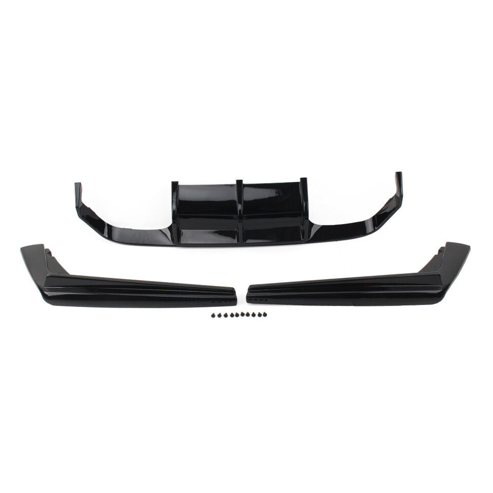 ABS Gloss Black V Style Rear Bumper Diffuser W/LED Brakelight  - BMW M3/M4 F80/F82/F83 2015-2020