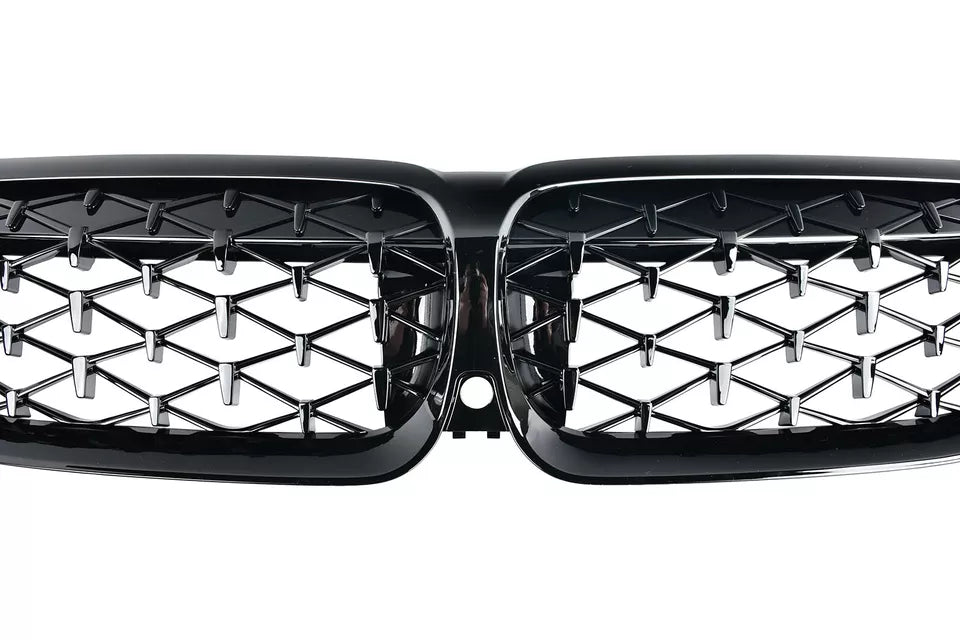 Gloss Black Diamond style Front Grilles - BMW G20 / G28 3 Series 2019-2022