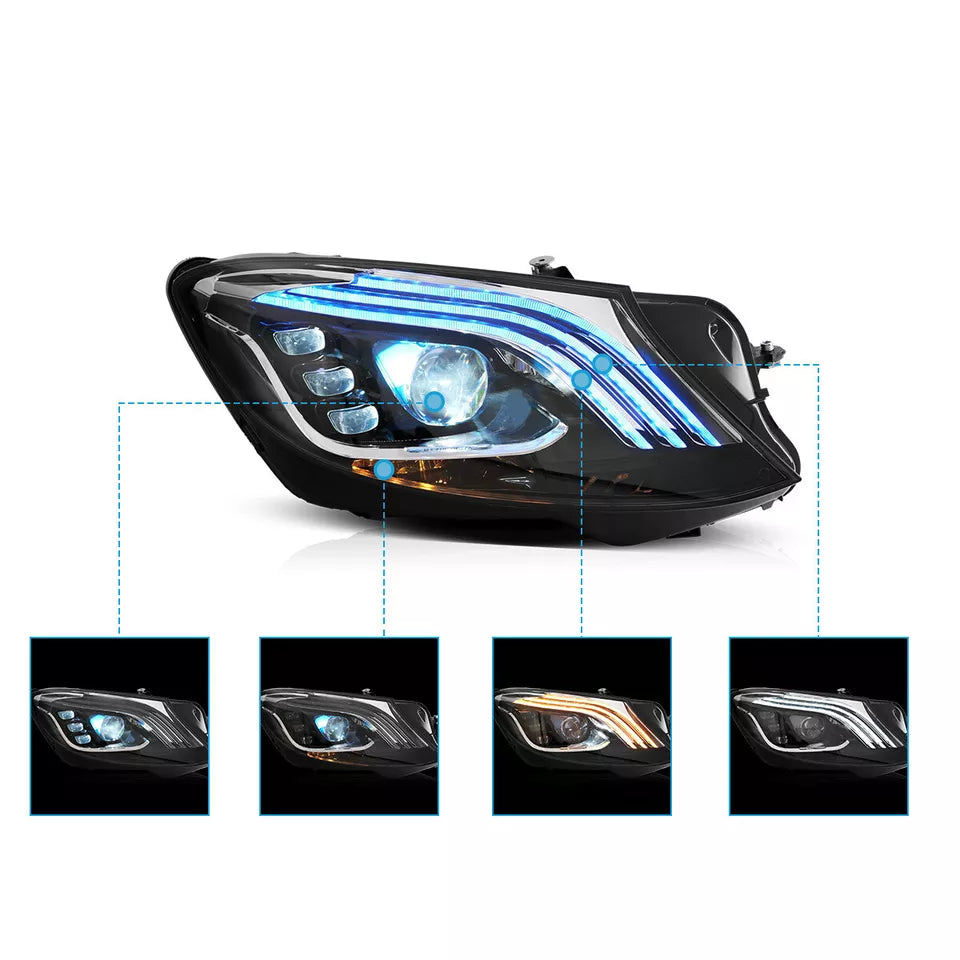 2018+ OEM Style Full LED Head Lights -  2014-17 Mercedes Benz S Class