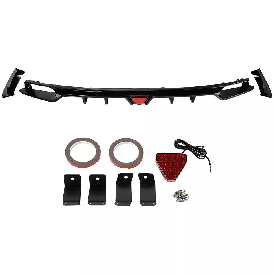 GLOSS BLACK REAR DIFFUSER W/ LED LIGHT - HONDA CIVIC 2022-2024