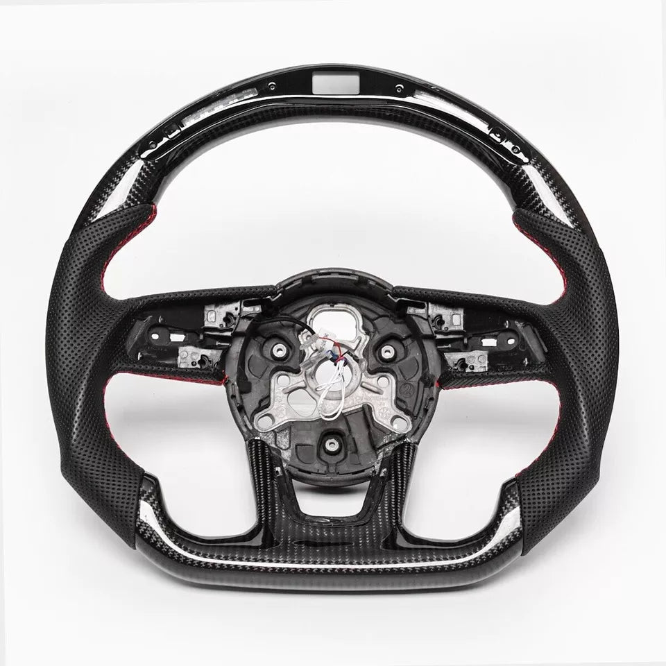 Carbon Fiber Steering Wheel w/ LED & Flat Bottom - Audi 2017-2012