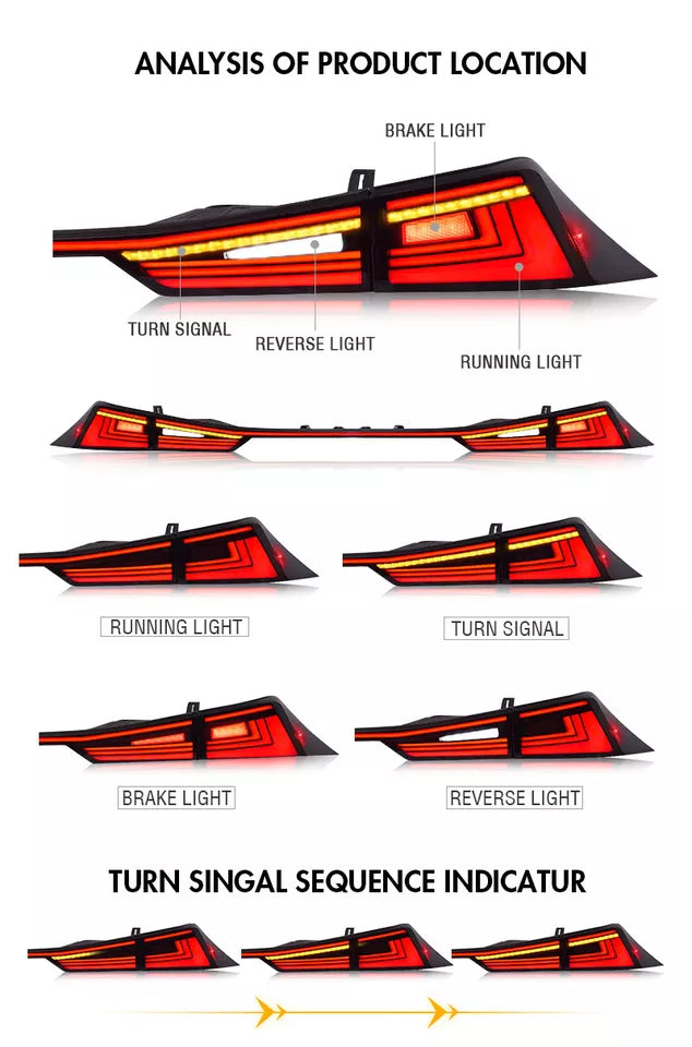 LED Smoked Tail Light Sequential Signal Lamp - Lexus IS250/300/350