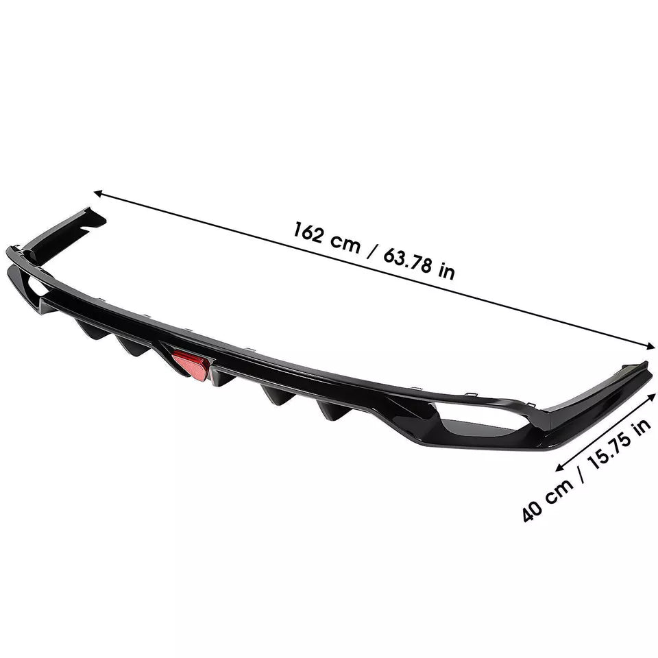 GLOSS BLACK REAR DIFFUSER W/ LED LIGHT - HONDA CIVIC 2022-2024