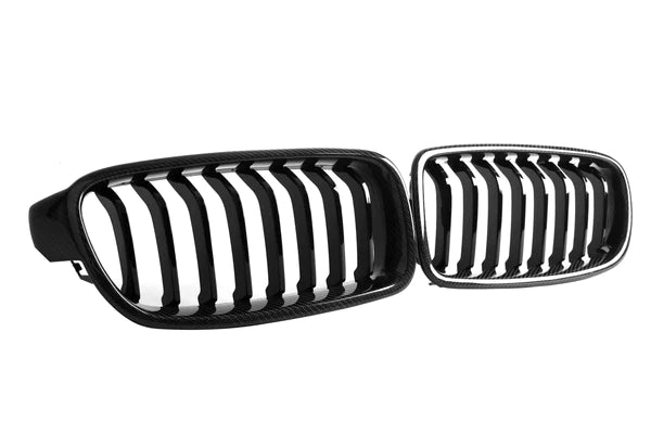 Single Slat Carbon Fiber Front Grilles - BMW F30 / F31 / F35 3 Series